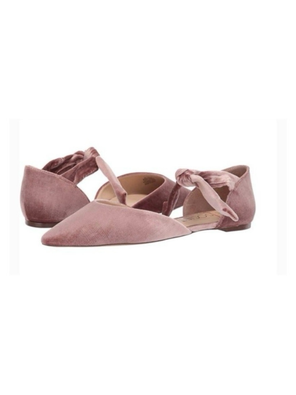 Sole Society Rose Pink Velvet Ankle Tie Flats Mules Sz 9